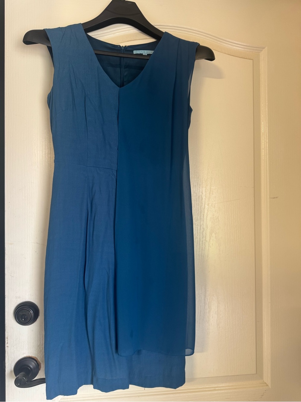 ANTONIO MELANI Two-Tone Blue Sleeveless Midi Dress